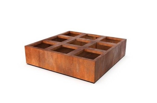 Jardinière a plantes aromatiques en Corten (Long 800 x Large 800 x Ht 300 mm)