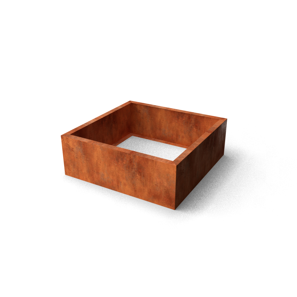 Bordus bac a plantes sans fond Corten Ht 300mm (800x800x300 mm)